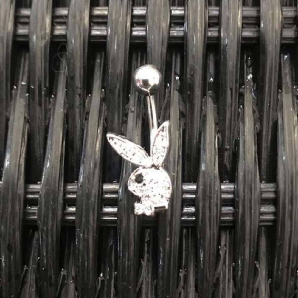 playboy crystal black eye belly button navel ring